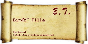 Biró Tilla névjegykártya